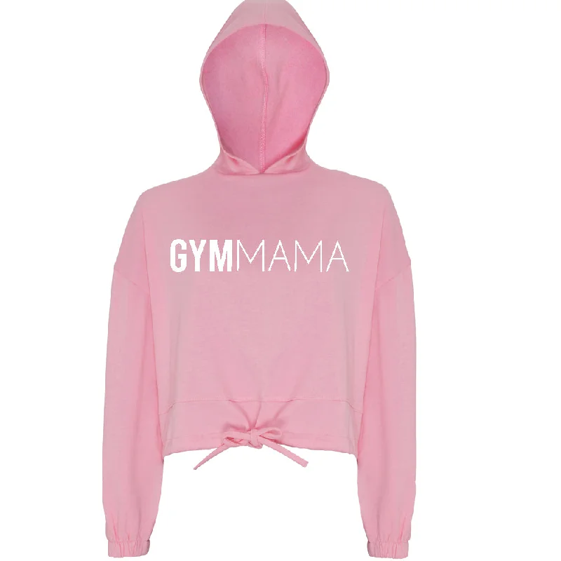 Gym Mama Big Logo Cropped Hoodie (MRK X) Hoodie with Button Classic Timeless