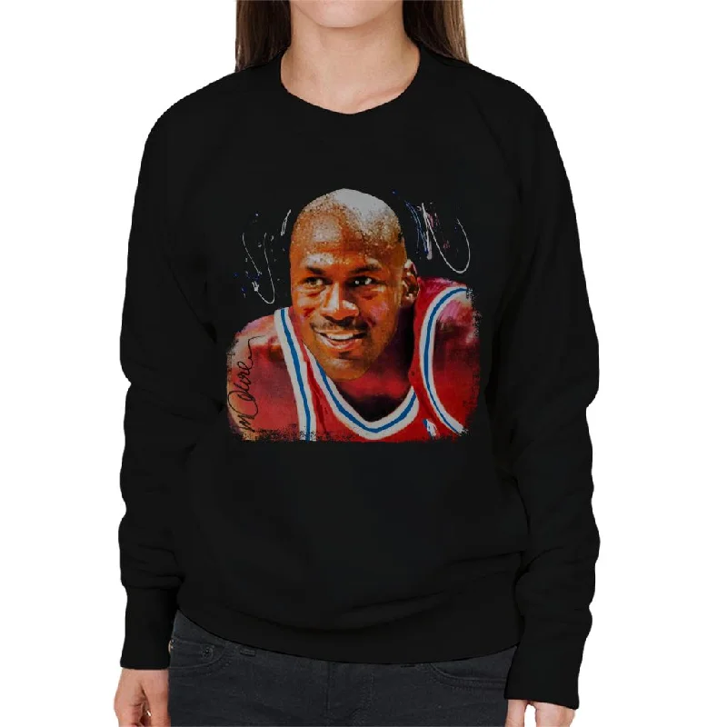 Sidney Maurer Original Portrait Of Michael Jordan Chicago Bulls Women's Sweatshirt Hoodie with Raglan Sleeves Sporty Comfortable