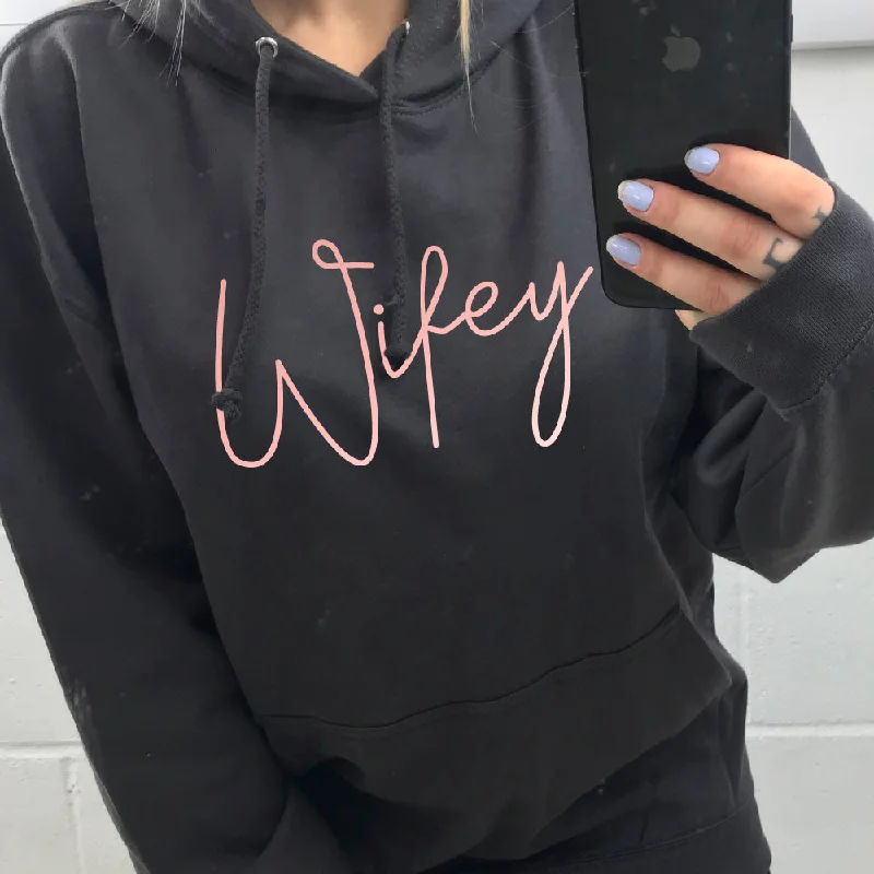 Wifey Script Hoodie (MRK X) Hoodie with Pattern Geometric Abstract