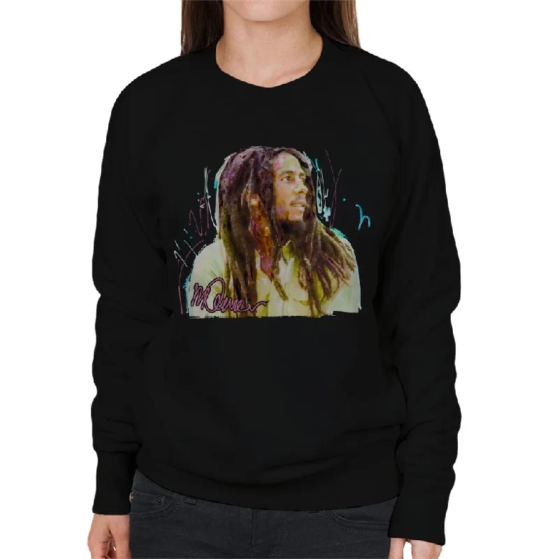 Sidney Maurer Original Portrait Of Musician Bob Marley Women's Sweatshirt Hoodie with Button Classic Timeless