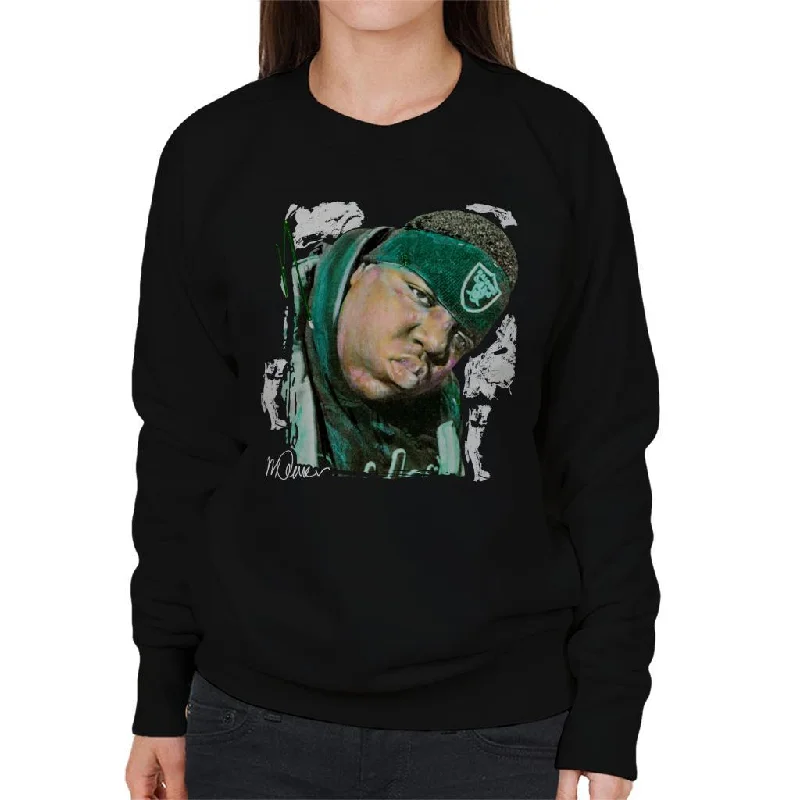 Sidney Maurer Original Portrait Of Notorious BIG Women's Sweatshirt Hoodie with Applique Textured Unique