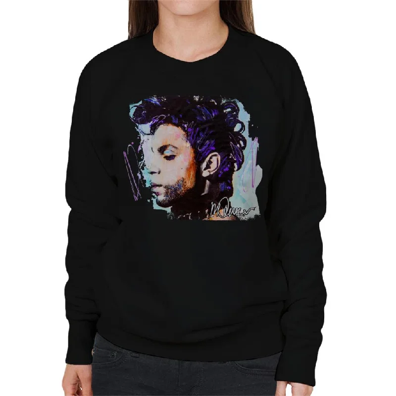 Sidney Maurer Original Portrait Of Prince Side Profile Women's Sweatshirt Hoodie with Elastic Waist Stretchable Comfortable