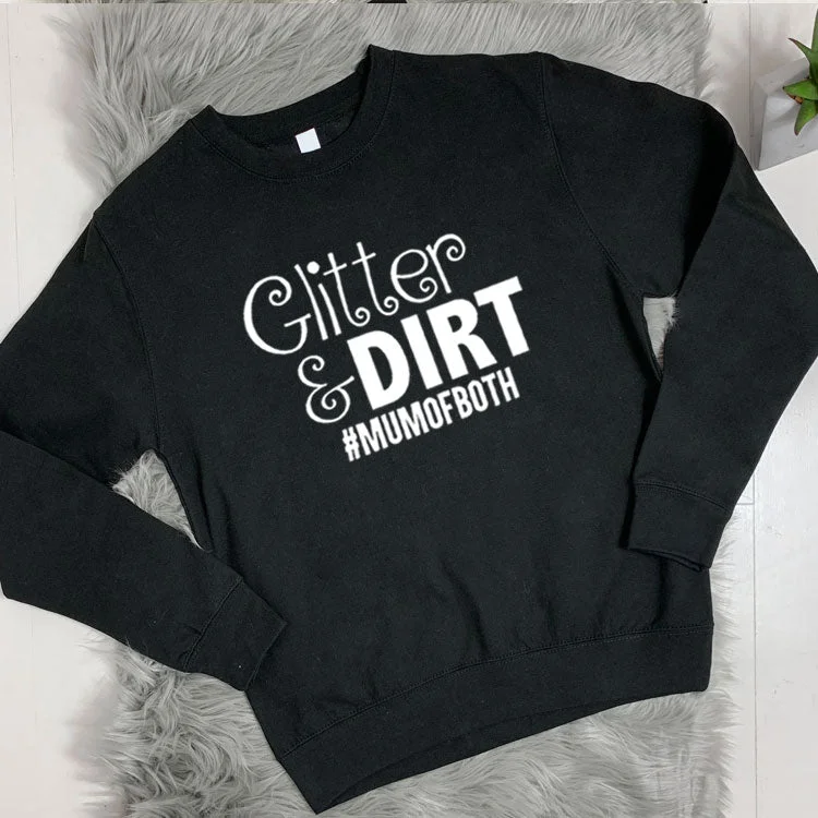 Glitter and Dirt Crew Sweatshirt (MRK X) Hoodie with Frayed Bohemian Relaxed