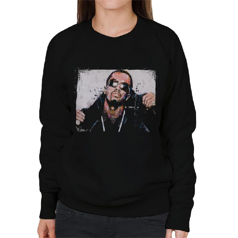 Sidney Maurer Original Portrait Of P Diddy Women's Sweatshirt Hoodie with Rolled Sleeves Casual Relaxed