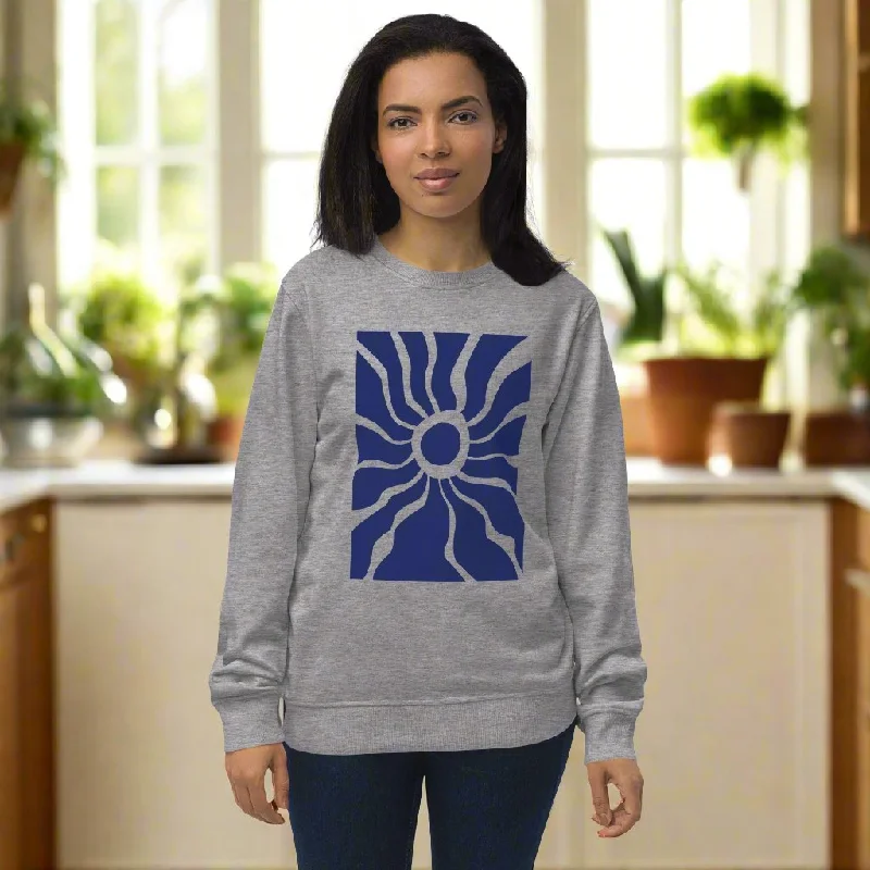 Abstract Sun Graphic Women Organic Sweatshirt Hoodie with Tie-Dye Psychedelic Retro