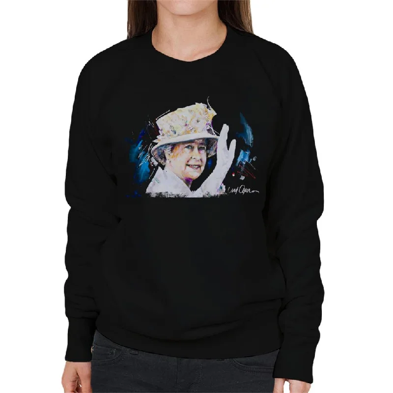 Sidney Maurer Original Portrait Of Queen Elizabeth Floral Hat Women's Sweatshirt Hoodie with Logo Branding Identity