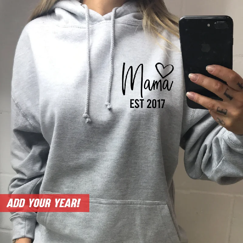 Personalised Mama Established Hoodie (MRK X) Hoodie with Zipper Versatile Modern