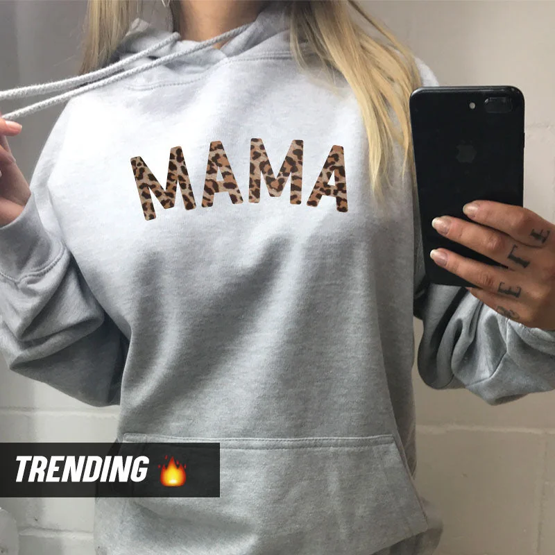 Mama Leopard Hoodie 00 (MRK X) Hoodie with Elastic Cuffs Stretchable Comfortable