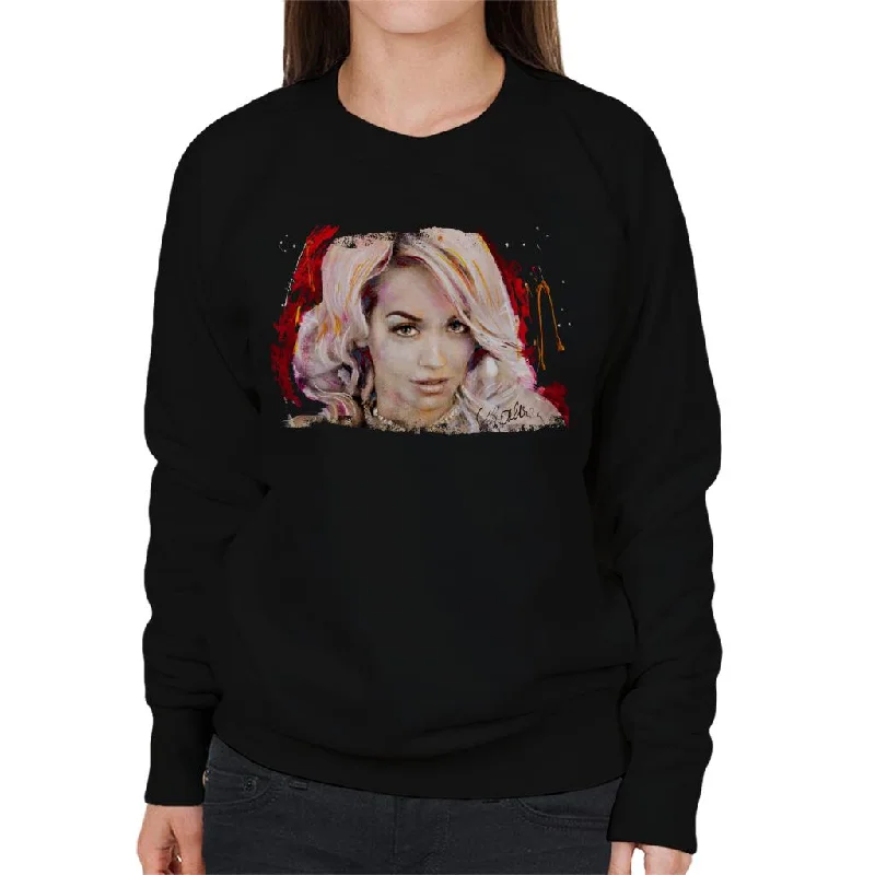 Sidney Maurer Original Portrait Of Rita Ora Pink Hair Women's Sweatshirt Hoodie with Lace Feminine Delicate