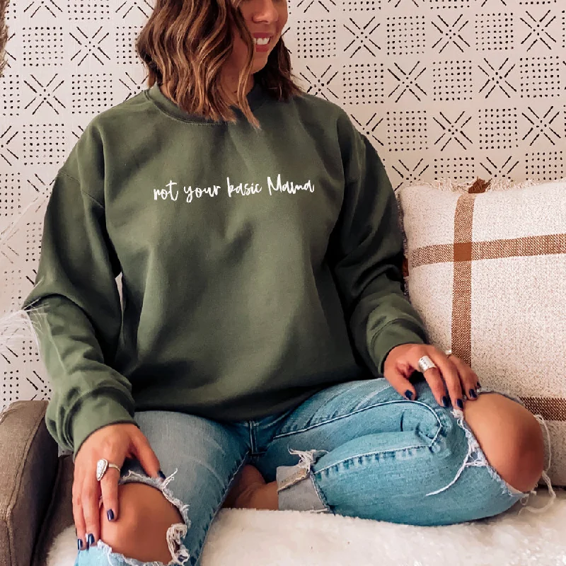 Not Your Basic Mama Sweatshirt (MRK X) Hoodie with Cuffed Sleeves Snug Secure