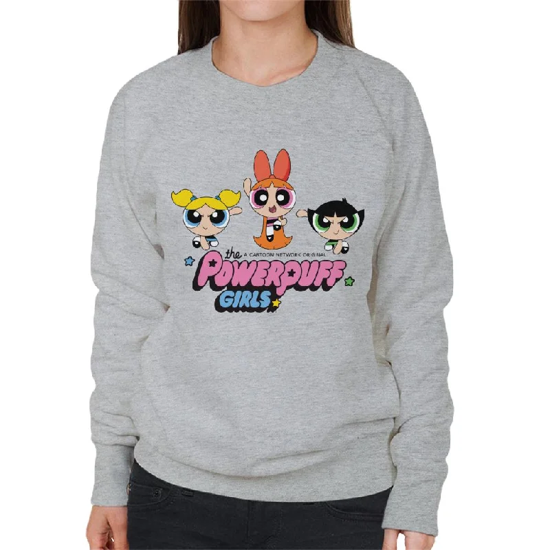 Powerpuff Girls Trio Blossom Jump Women's Sweatshirt Hoodie with Button Classic Timeless