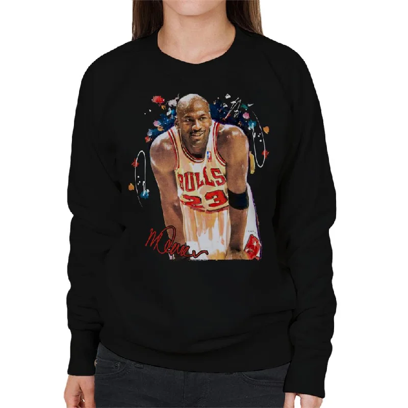 Sidney Maurer Original Portrait Of Michael Jordan Chicago Bulls Arm Band Women's Sweatshirt Hoodie with Embroidery Detailed Premium