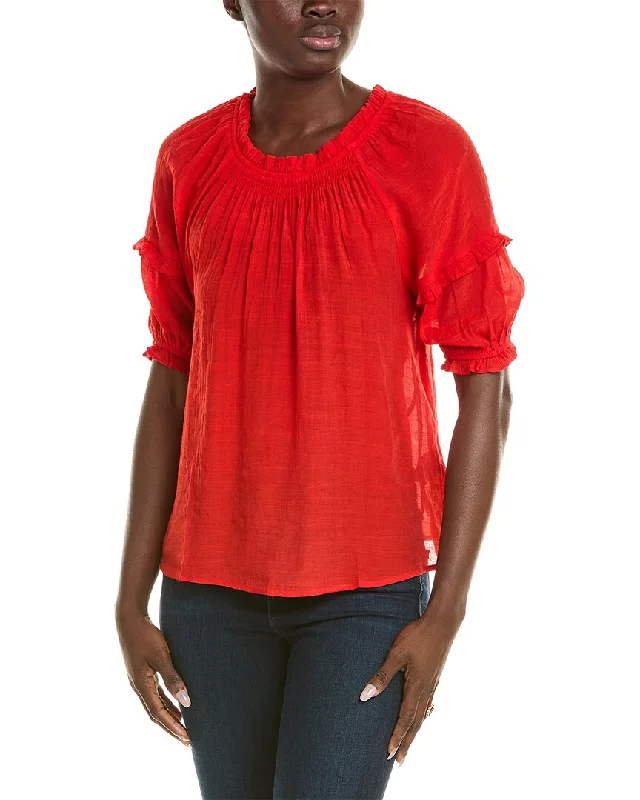 Nanette Nanette Lepore Ruffle Trim Blouse Casual Relaxed Blouse