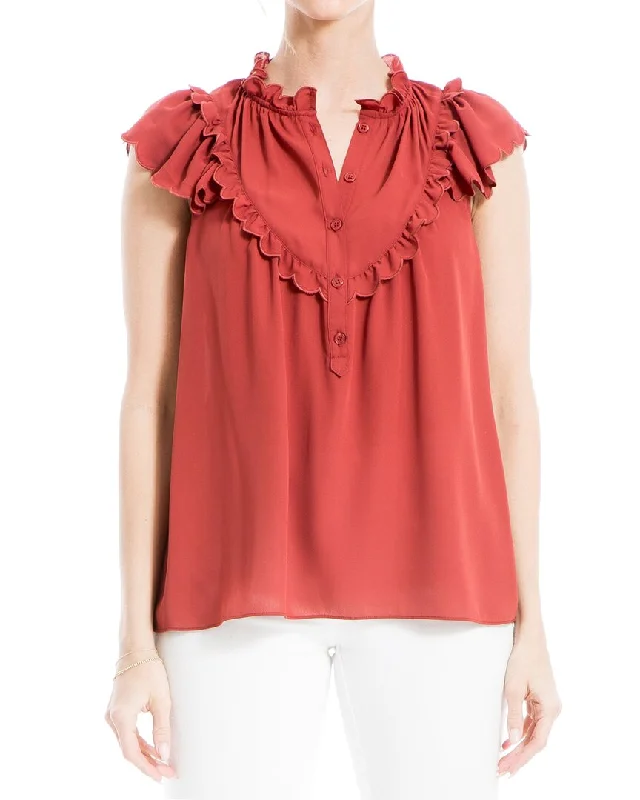 Max Studio Flutter Sleeve Blouse Versatile Layering Blouse