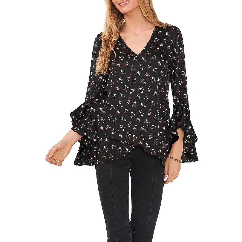 Womens Satin Floral Blouse Floral Print Blouse