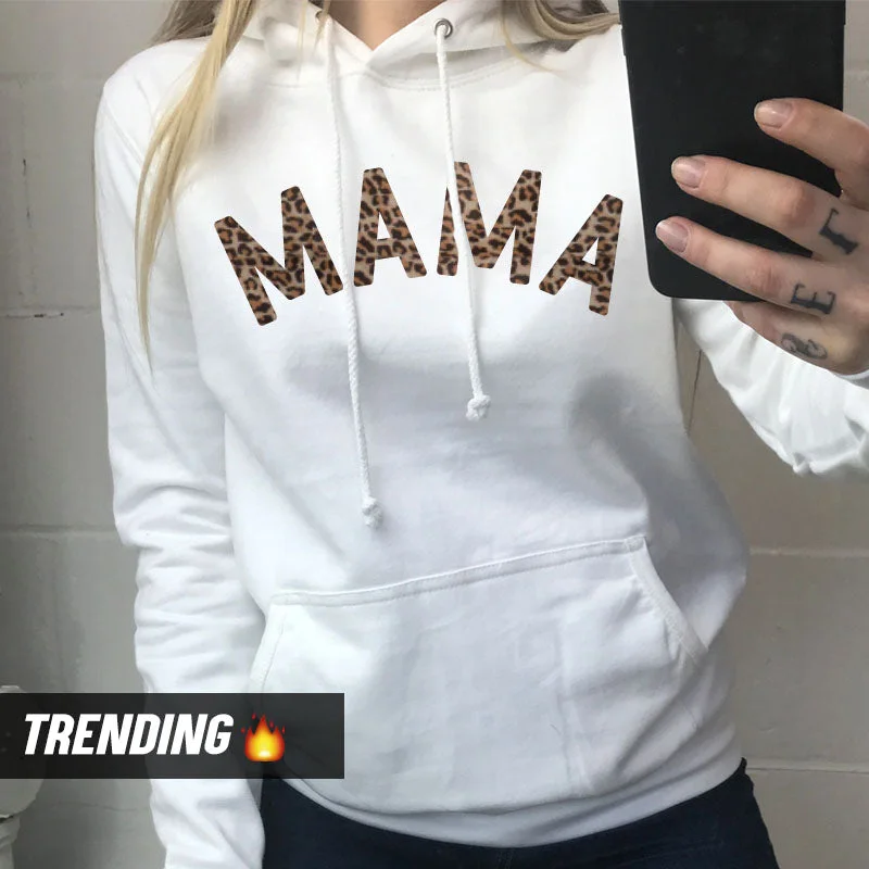 Mama Leopard Hoodie 00 (MRK X) Hoodie with Drawstring Waist Adjustable Fitted