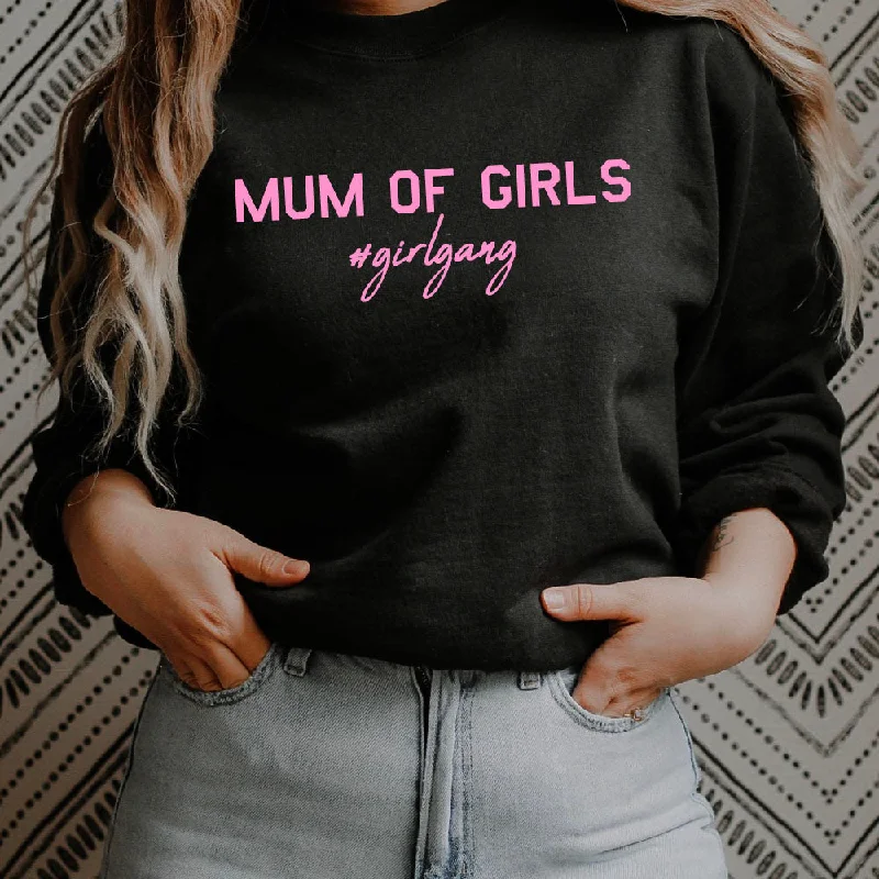 Mum of Girls (#GirlGang) Sweatshirt (MRK X) Hoodie with Rhinestones Sparkly Elegant