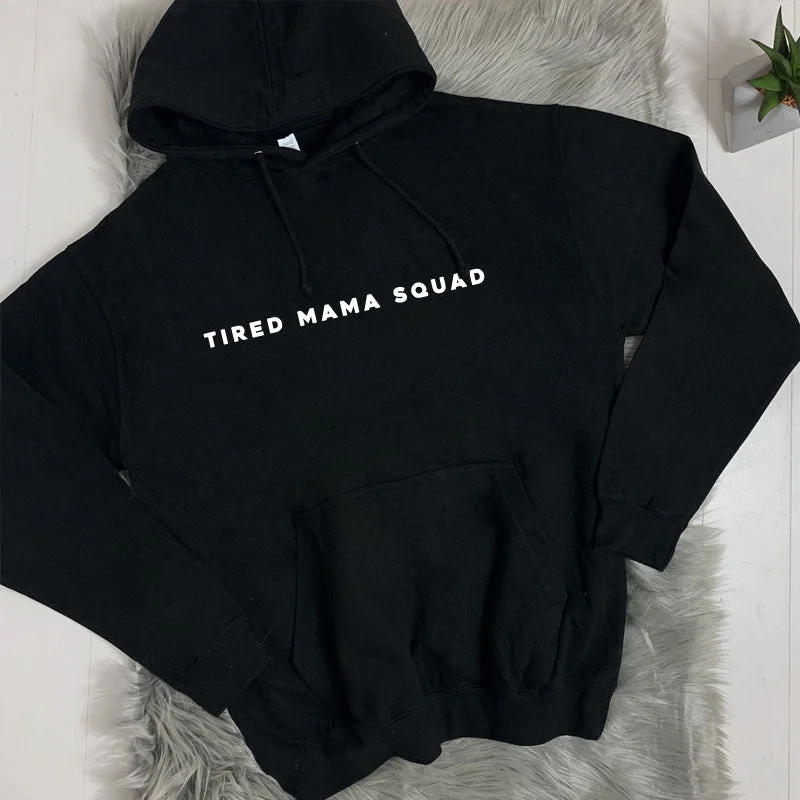 Tired Mama Squad Basic Hoodie (MRK X) Hoodie with Illustration Artistic Creative