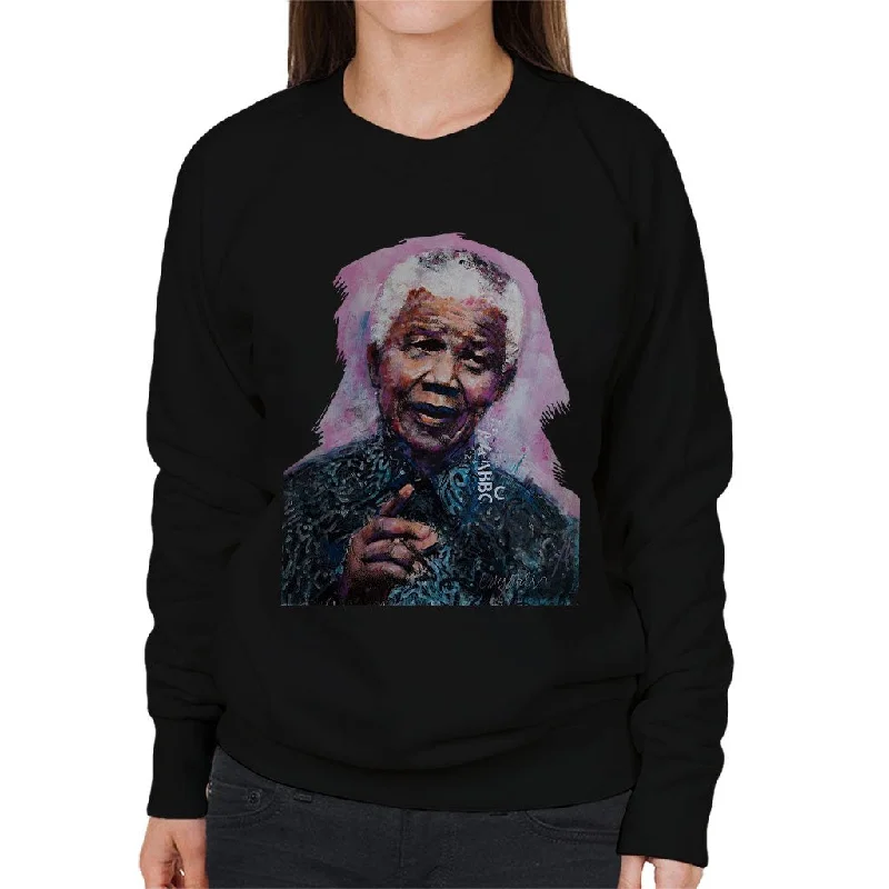 Sidney Maurer Original Portrait Of Nelson Mandela Women's Sweatshirt Hoodie with Zipper Versatile Modern