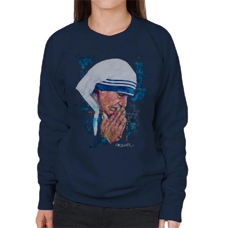 Sidney Maurer Original Portrait Of Mother Teresa Women's Sweatshirt Hoodie with V-Neck Classic Versatile