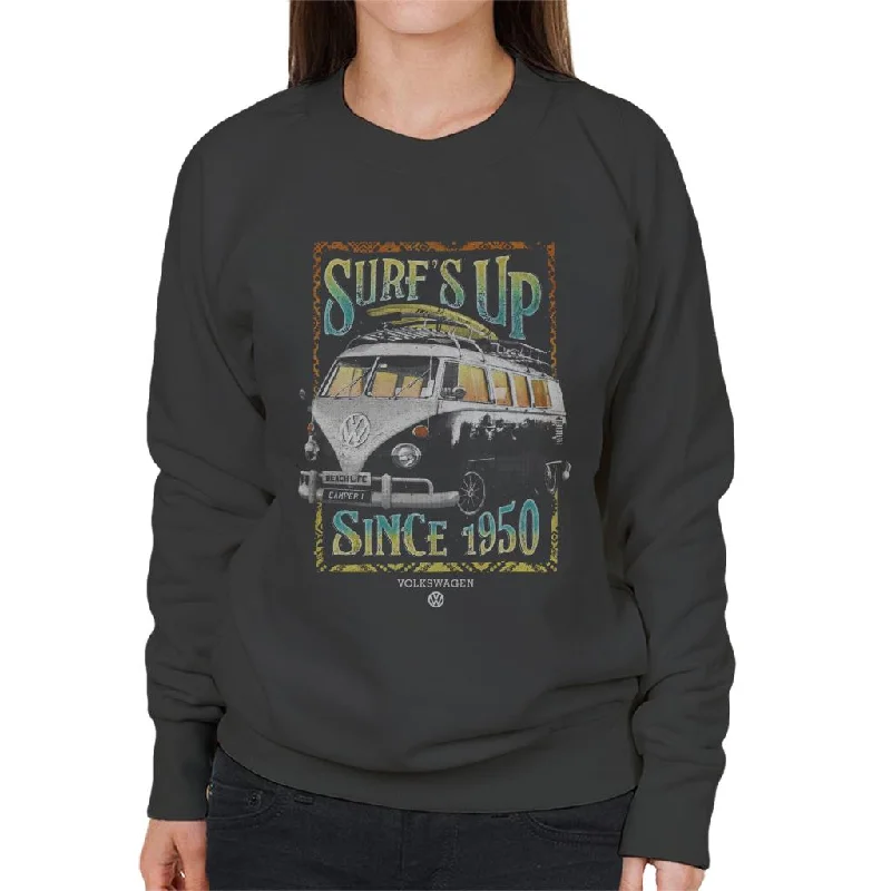 Volkswagen Camper Surfs Up Since 1950 Women's Sweatshirt Hoodie Dress Longline Feminine