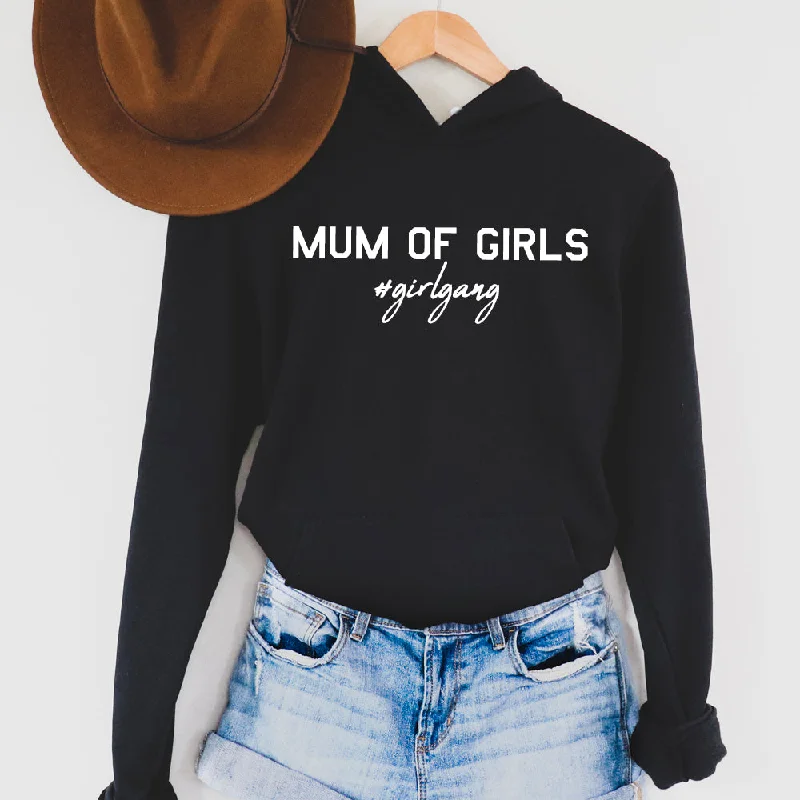 Mum of Girls (#GirlGang) Hoodie (MRK X) Hoodie with Hem Embroidery Detailed Premium