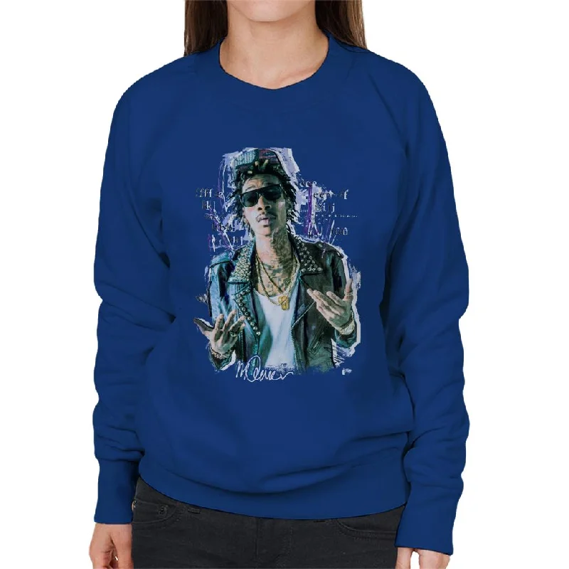 Sidney Maurer Original Portrait Of Rapper Wiz Khalifa Women's Sweatshirt Hoodie with Embroidery Detailed Premium