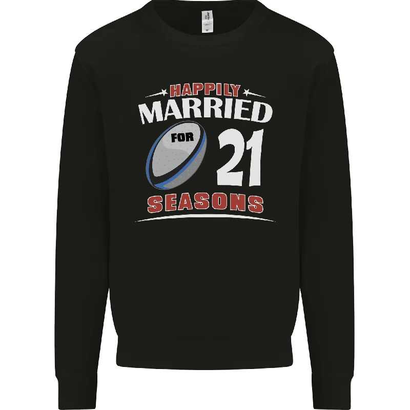 21 Year Wedding Anniversary 21st Rugby Mens Sweatshirt Jumper Graphic Hoodie Design Print