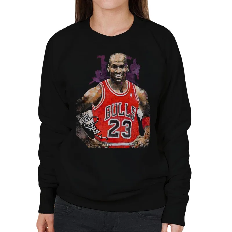 Sidney Maurer Original Portrait Of Michael Jordan Chicago Bulls Vest Women's Sweatshirt Hoodie with Gradient Ombre Colorful