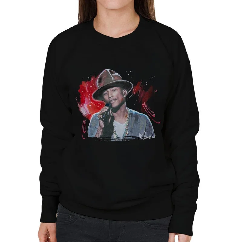 Sidney Maurer Original Portrait Of Pharrel Williams Live Women's Sweatshirt Hoodie with Hem Frayed Vintage Worn