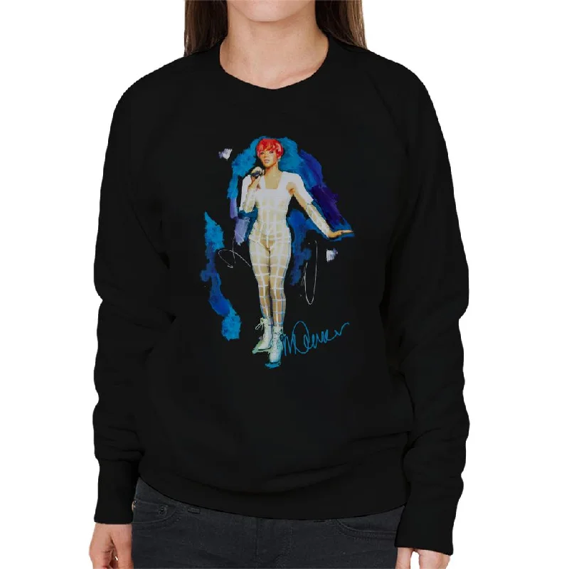 Sidney Maurer Original Portrait Of Rihanna Cut Out Outfit Women's Sweatshirt Hoodie with Frayed Bohemian Relaxed