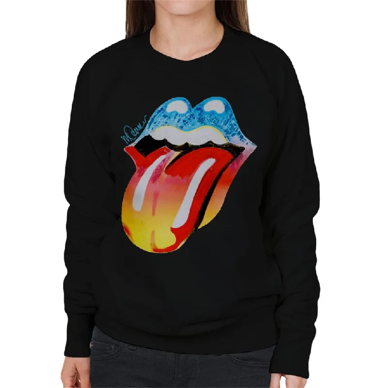 Sidney Maurer Original Portrait Of Rolling Stones Forty Licks Art Women's Sweatshirt Hoodie with Bell Sleeves Flared Feminine