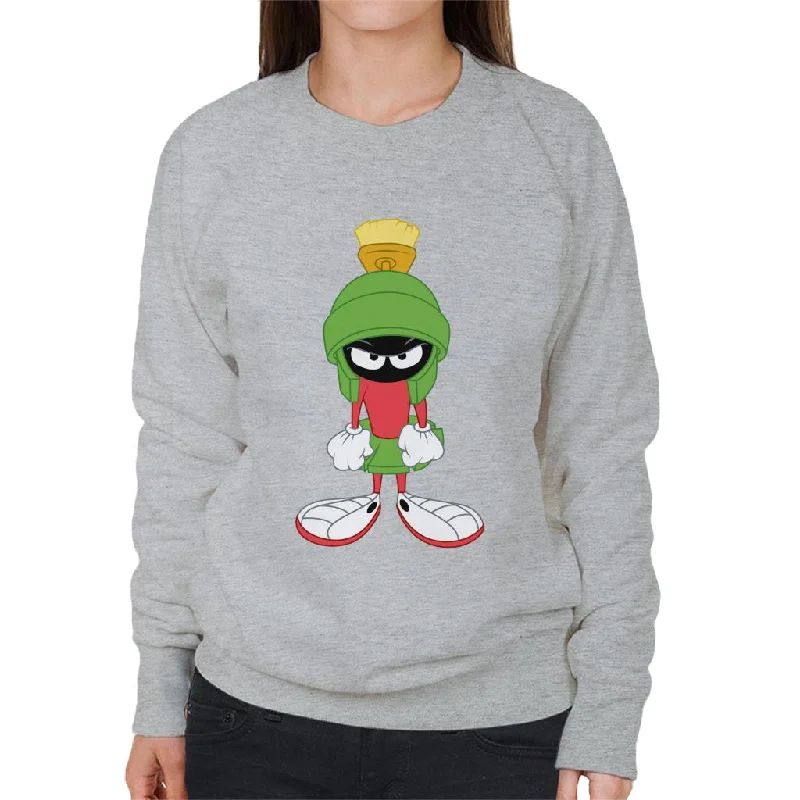 Looney Tunes Marvin The Angry Martian Women's Sweatshirt Hoodie with Hem Raw Edge Edgy Unfinished