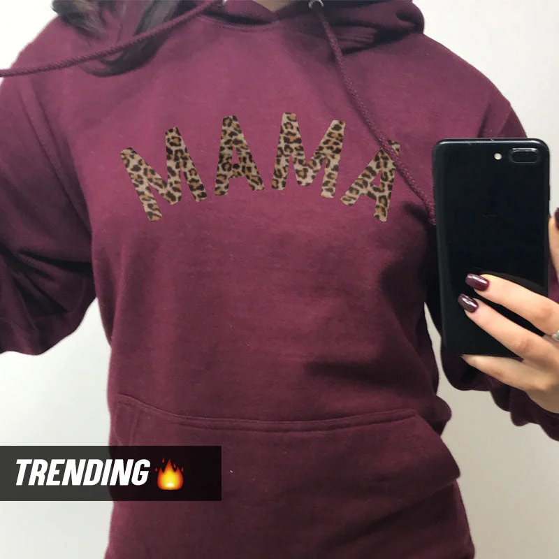 Mama Leopard Hoodie 00 (MRK X) Hoodie with Cropped Fit Short Trendy