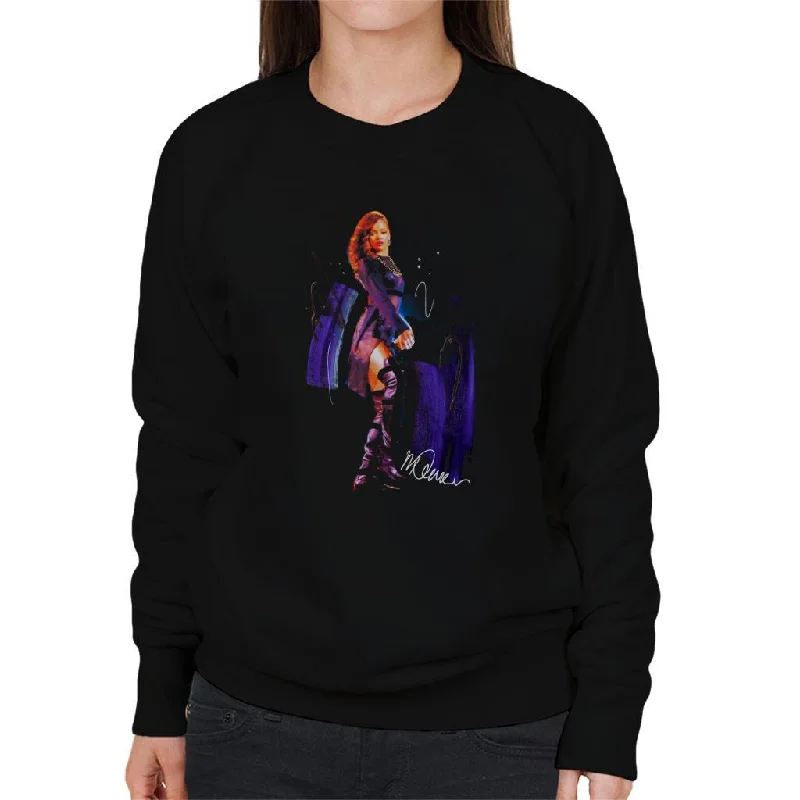 Sidney Maurer Original Portrait Of Rihanna Long Boots Women's Sweatshirt Hoodie with Mock Neck Collared Structured