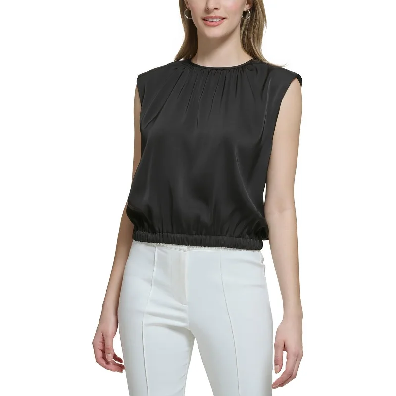 Womens Shoulder Pads Polyester Blouse Classic Minimalist Blouse