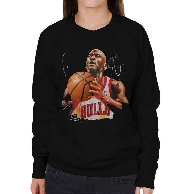 Sidney Maurer Original Portrait Of Michael Jordan Bulls White Jersey Women's Sweatshirt Hoodie Jacket Zipper Layering