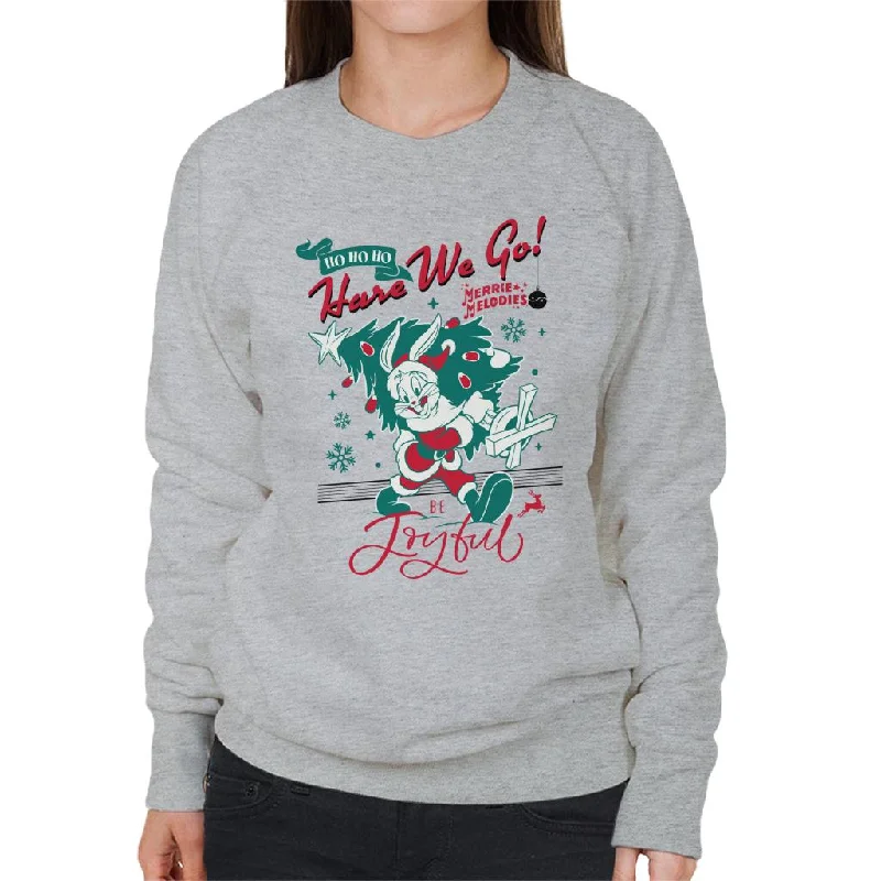 Looney Tunes Christmas Bugs Bunny Be Joyful Women's Sweatshirt Hoodie with Pattern Geometric Abstract