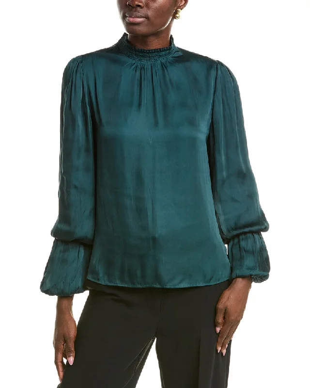 T Tahari Mock Neck Woven Blouse Peter Pan Collar Blouse