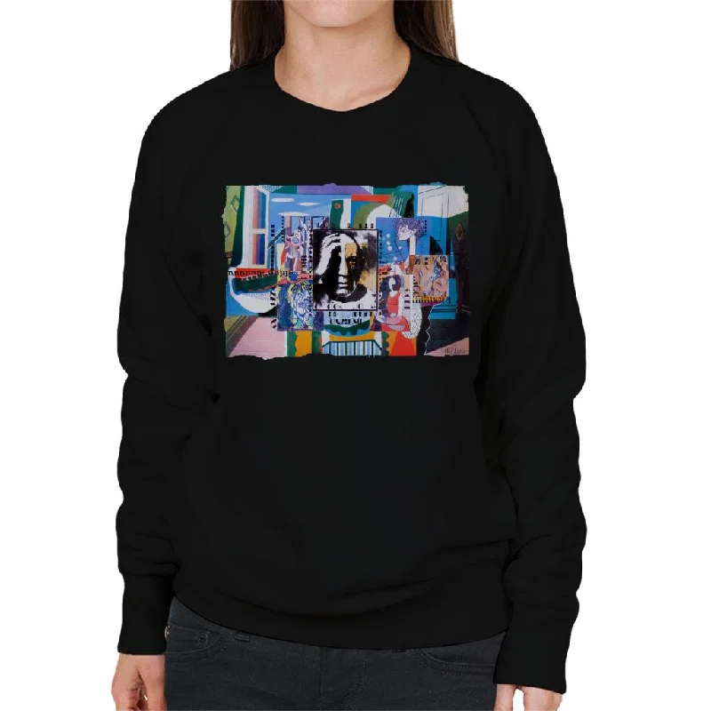 Sidney Maurer Original Portrait Of Pablo Picasso With Artwork Women's Sweatshirt Hoodie with Hem Ribbing Snug Secure