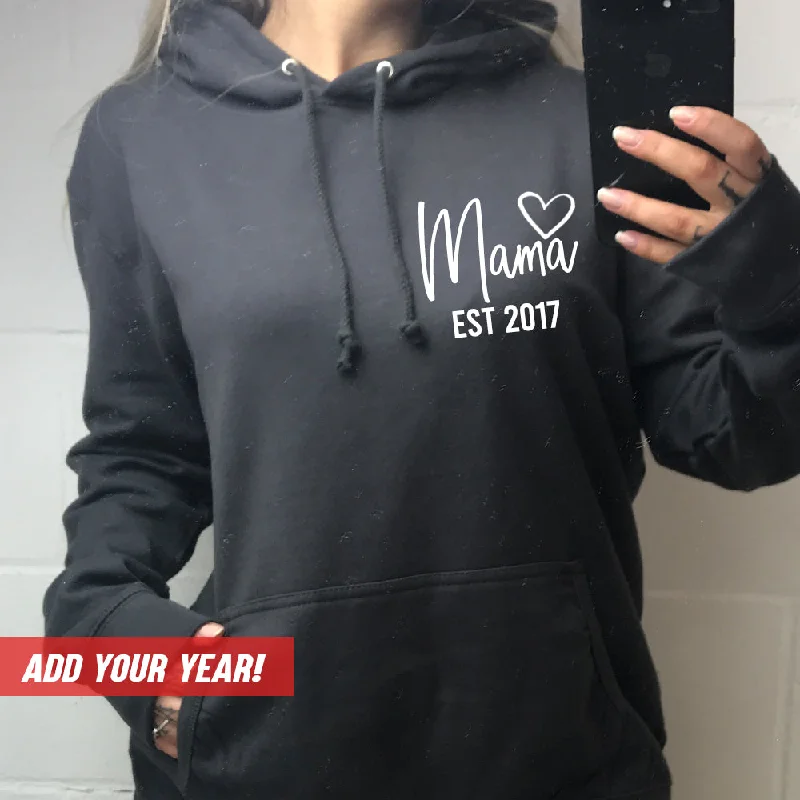 Personalised Mama Established Hoodie (MRK X) Hoodie with Frayed Bohemian Relaxed