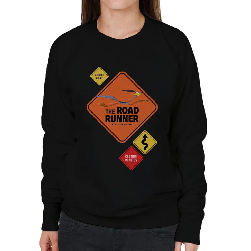 Looney Tunes The Road Runner Signs Women's Sweatshirt Hoodie with Thumb Holes Functional Cozy