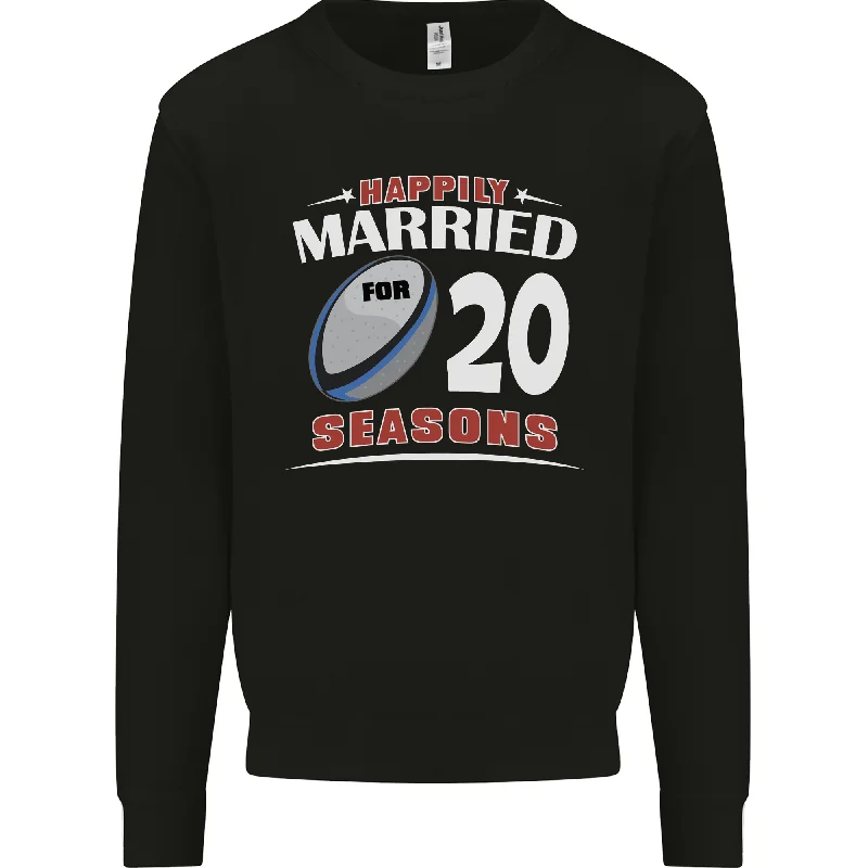 20 Year Wedding Anniversary 20th Rugby Mens Sweatshirt Jumper Hoodie with Contrast Stitching Detailed Premium