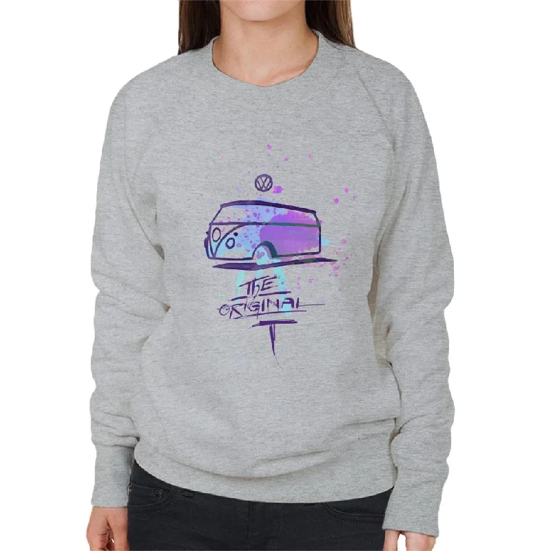 Volkswagen Paint Splash Original Camper Women's Sweatshirt Hoodie with Mock Neck Collared Structured