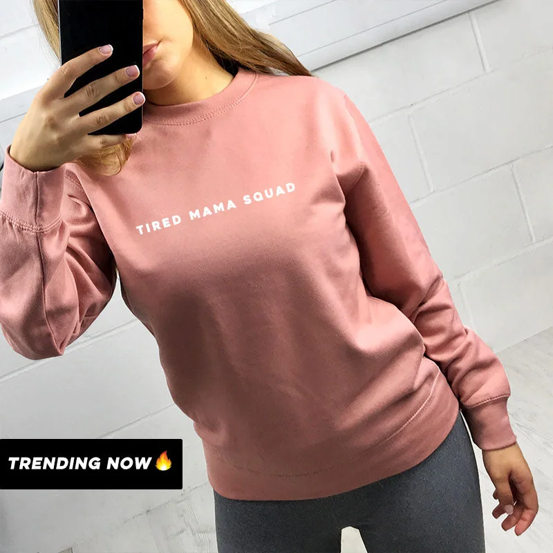 Tired Mama Squad Basic Sweatshirt (MRK X) Hoodie with Distressed Vintage Worn