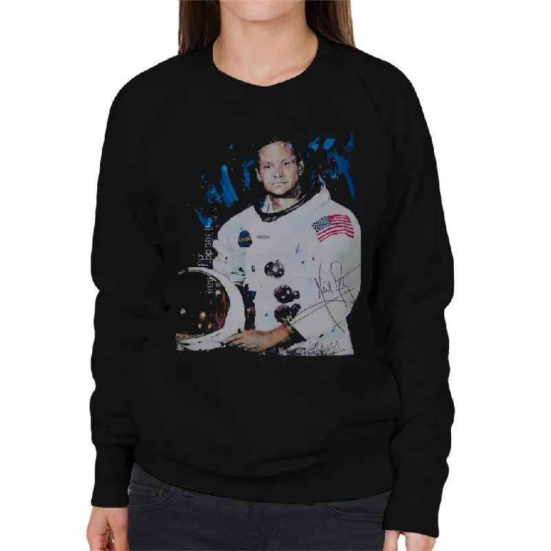 Sidney Maurer Original Portrait Of Neil Armstrong Space Suit Women's Sweatshirt Hoodie with V-Neck Classic Versatile