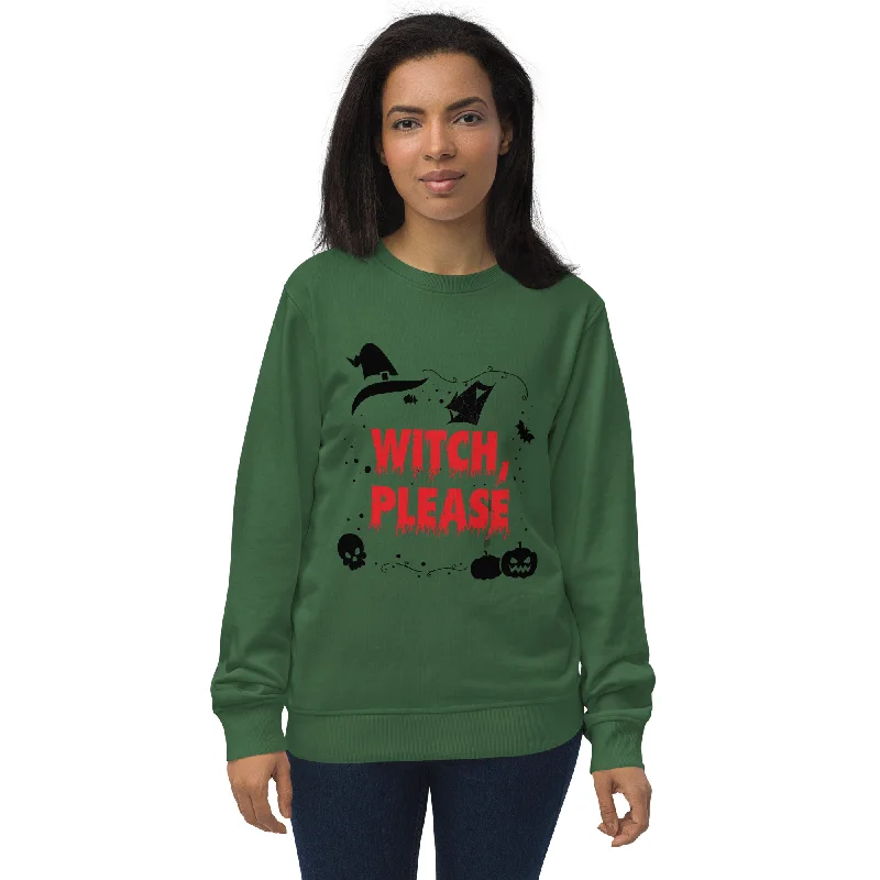 Witch Please Halloween Graphic Women Organic Sweatshirt Hoodie with Longline Fit Extended Stylish