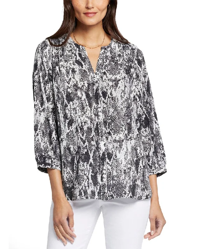 Nydj Pintuck Blouse Floral Print Blouse