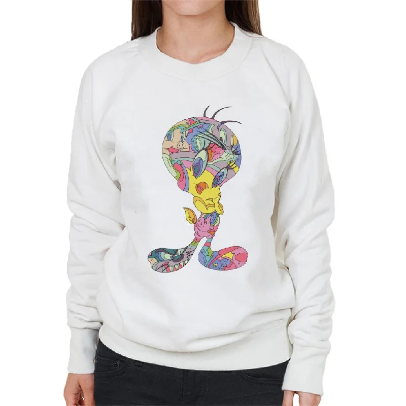 Looney Tunes Tweety Abstract Art Women's Sweatshirt Hoodie with Crew Neck Simple Timeless