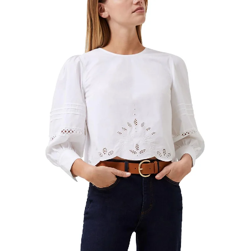 Alissa Womens Eyelet Pintuck Blouse Chic Off-Shoulder Blouse